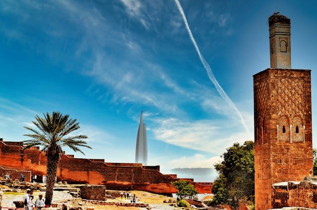 Historic Oudaya Kasbah in Rabat with blue and white walls, a key stop on the 10 days in Morocco tour from Casablanca