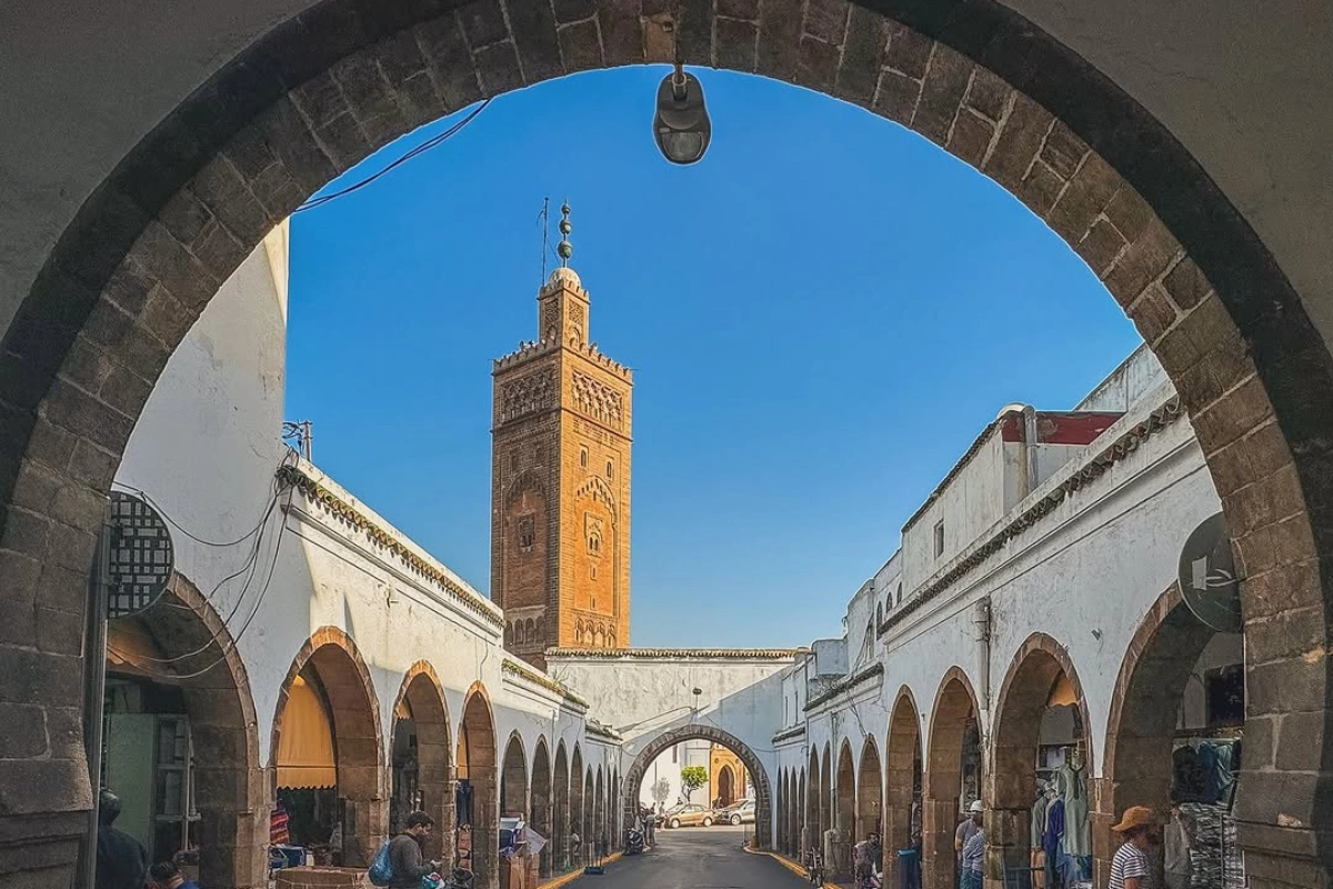 Traditional Moroccan architecture and artisan shops in the Habous Quarter, one of Casablanca’s charming historic neighborhoods.