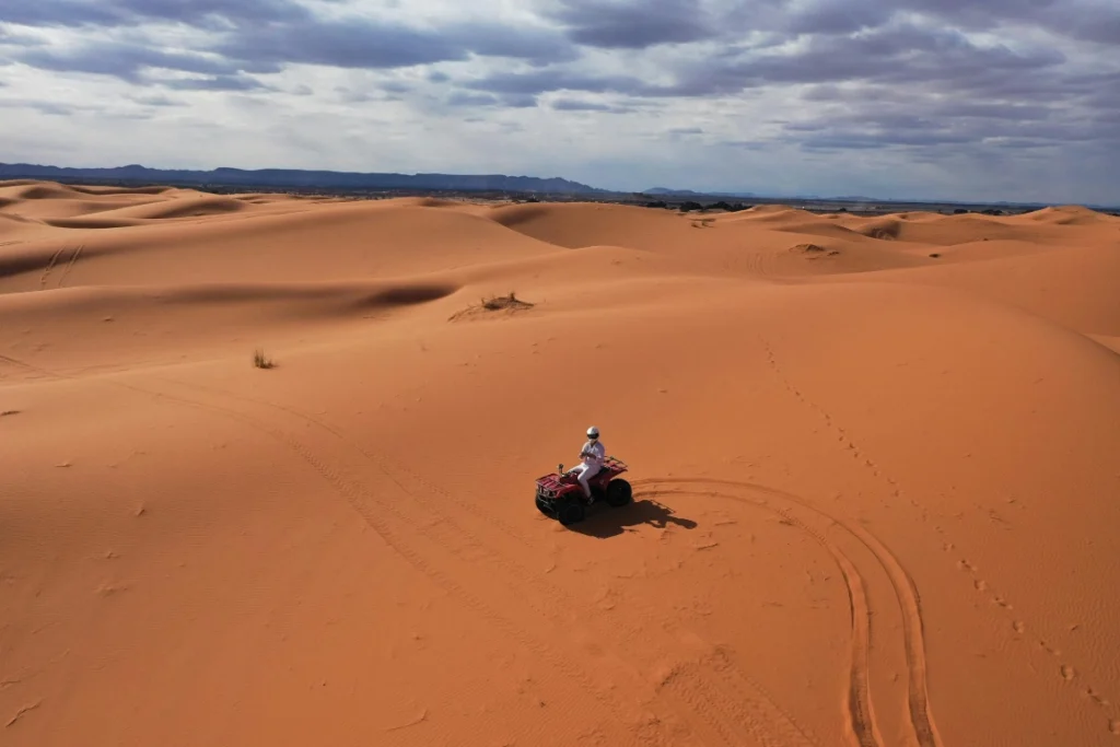 Massive Erg Chebbi sand dunes near Merzouga for quad biking