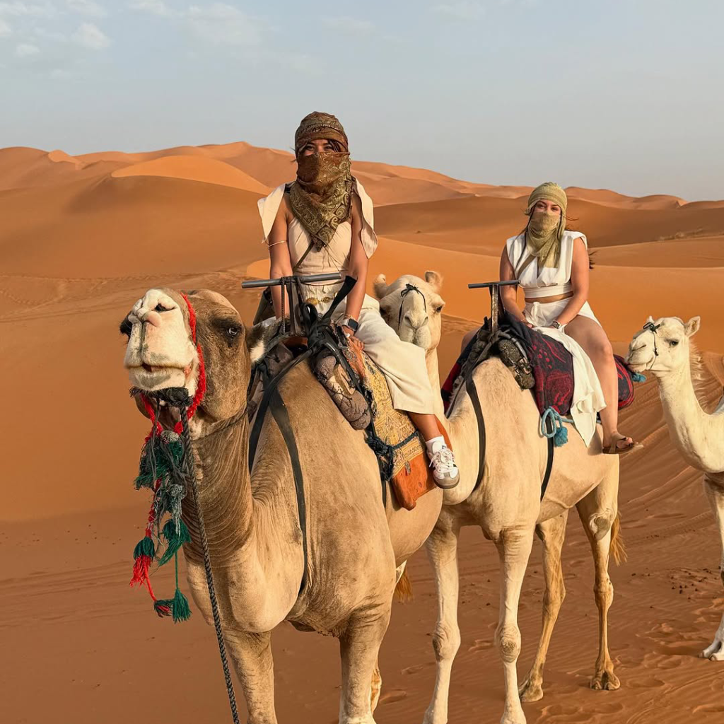 Camel trekking across Erg Chebbi dunes on a 4 days desert tour from Marrakech