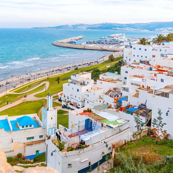 Morocco tours from Tangier — Tangier medina and port with views across the Strait of Gibraltar to Spain Morocco